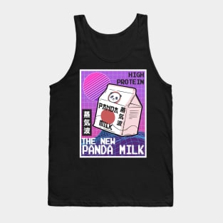 Vaporwave 80th Synthwave Panda Milk Japan Style Tank Top